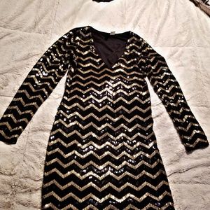 H&M gold and black sequin dress